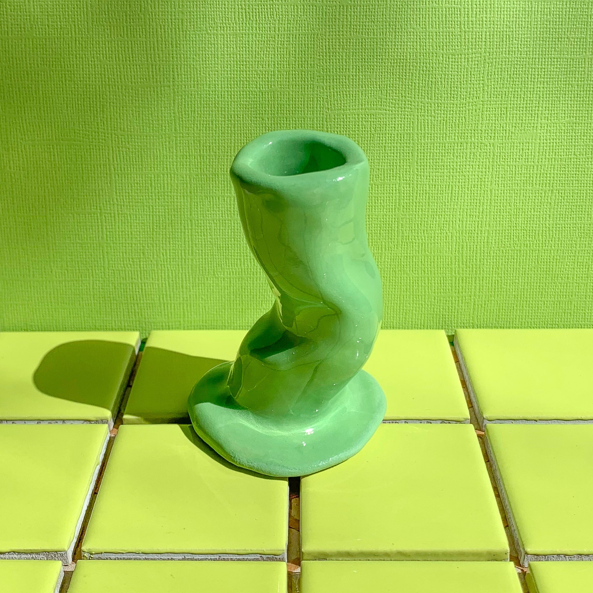 Green Wobbly Candle Holder